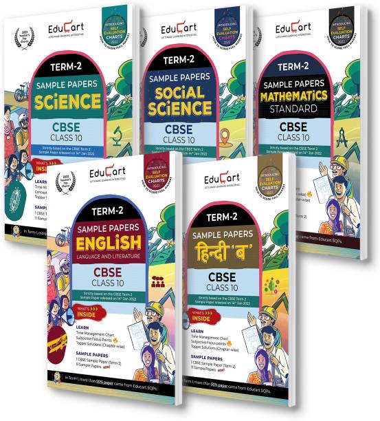 Educart CBSE Term 2 Sample Papers Class 10 Bundle Of Science, Math Standard, Social Science, English & Hindi B Books For 2022 (Based On The Term-2 Subjective Sample Paper Released On 14 Jan 2022)