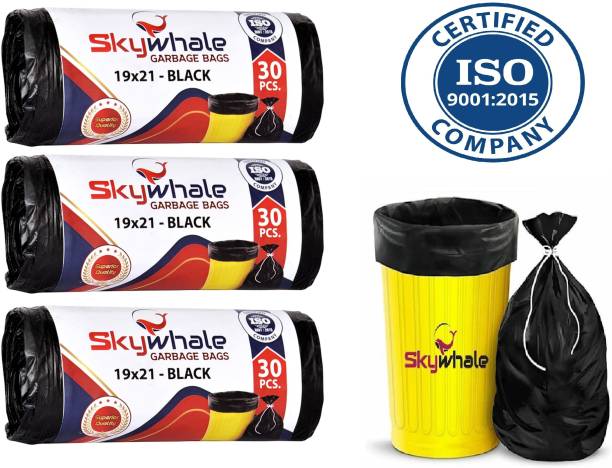 Skywhale Garbage Bags 19x21 Inches (Medium) pack of 3 Roll ( 90,Bags ) Medium 15-20 L Garbage Bag