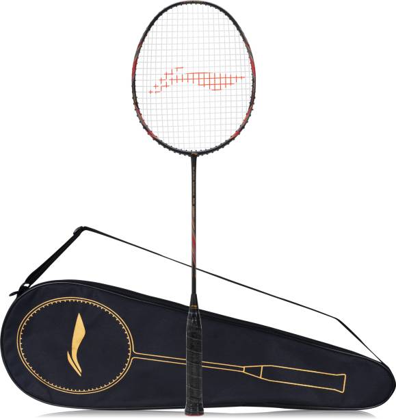 LI-NING Super Series 900 Strung Badminton Racket (84 grams, Black/Red, free full cover) Black, Red Strung Badminton Racquet