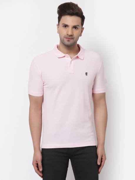 RED TAPE Solid Men Polo Neck Pink T-Shirt