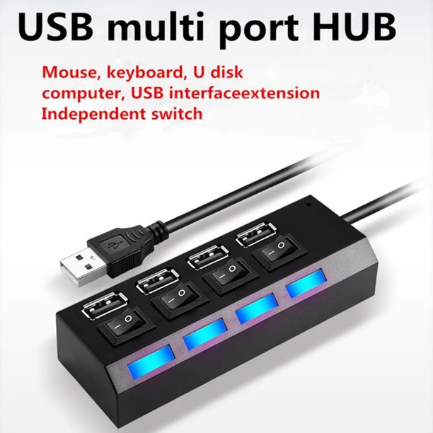 Sabrent 4 Port Usb 2 0 Hub With Individual Led Lit Power Switches ...