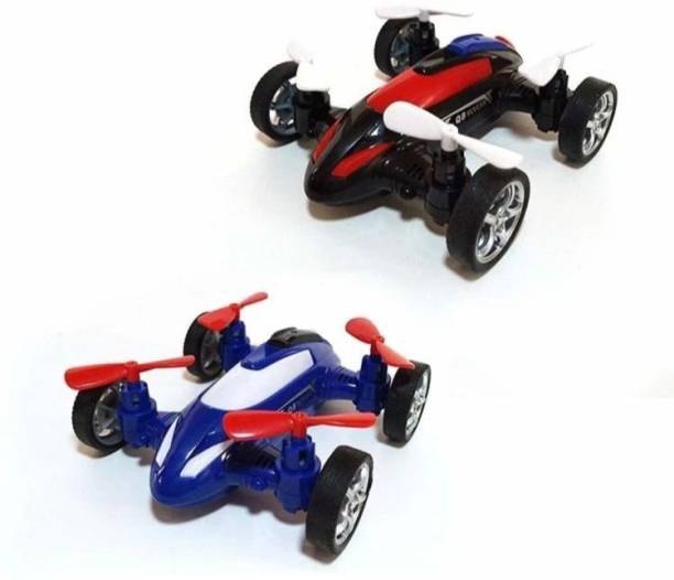 TOYZ 4 FUN Inertial Toy Car, Flycar Drone, Car Mode Push & Pull Toys for Kids (Pack of 2)