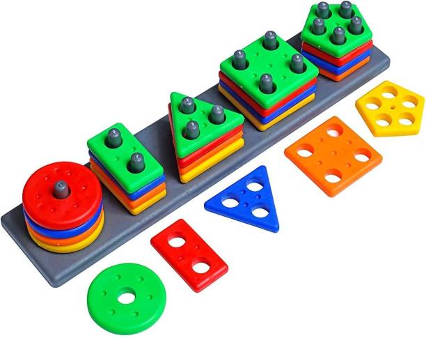 QPK Geometry Shape & color Sorter Puzzle Board preschool activity toys for kids