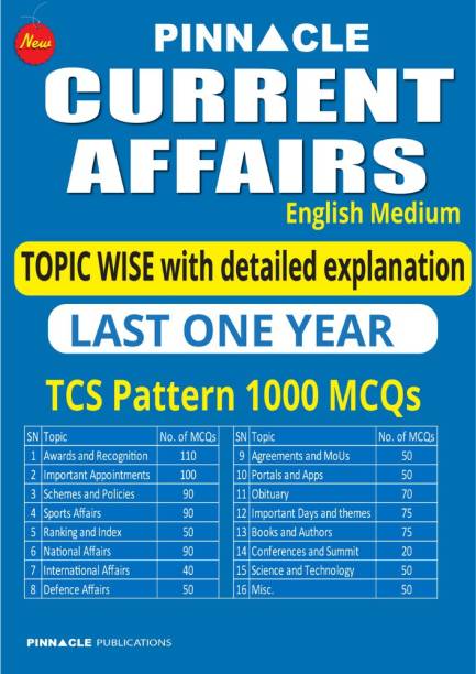 Pinnacle Current Affairs 1000 TCS MCQ Topic Wise Last O...