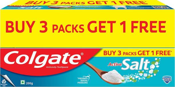 Colgate Active Salt, Germ Fighting Toothpaste for Healthy Gums and Teeth (Buy 3 Get 1) Toothpaste