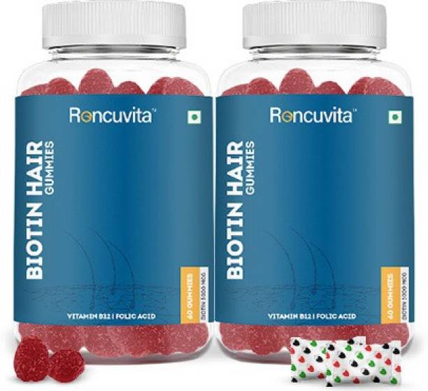 RONCUVITA Biotin Gummies for Hair, Skin and Nails- 30MCG with 60 Gummies (Pack of 2)
