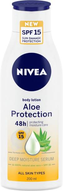 NIVEA Body Lotion, Aloe Protection SPF 15, for Men & Women