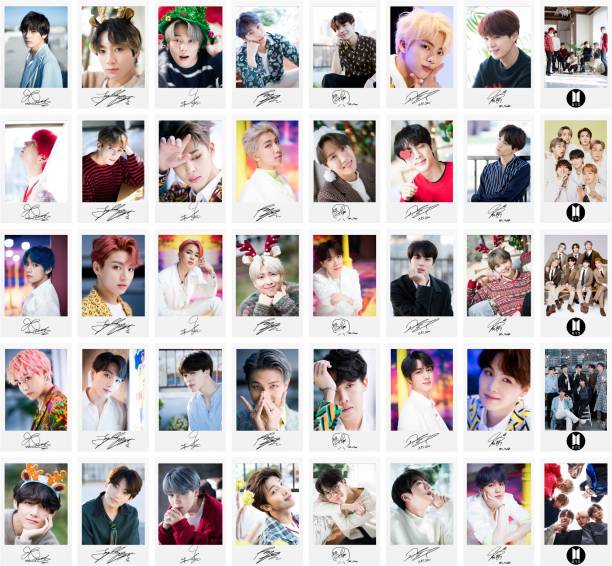 Pack of 40 BTS (35 Individual and 5 Group) Band Members Photocards collection, HD+ Quality Photographic Paper