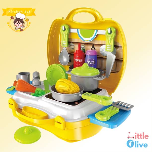 Little Olive Role Play Kitchen Set 26 Pieces for Kids