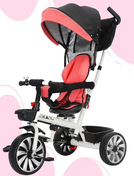Little Olive Baby Carriage / Baby for Kids Canopy Push Bar Foot Rest Rotating Seat Tricycle