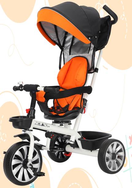 Little Olive Baby Carriage / Baby Tricycle for Kids Canopy Rotating Seat Push Bar and Footrest Tricycle