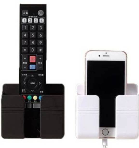 thekiteco. Pack of 2 - Black & White Wall Mounted Mobile Holder Storage Case for Remote Mobile Holder