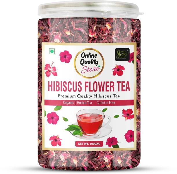 Online Quality Store Organic Hibiscus Flower Tea-100g | Caffeine Free Herbal Tea | Improve Digestion Hibiscus Herbal Tea Mason Jar