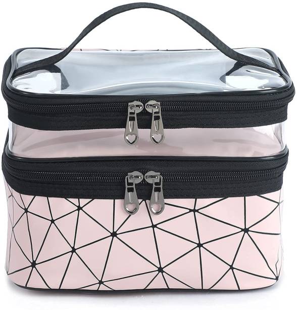 techsale Double Layer Travel Make up Organizer Toiletry Bags - Pink Diamond Mekeup Kit organiser Vanity Box