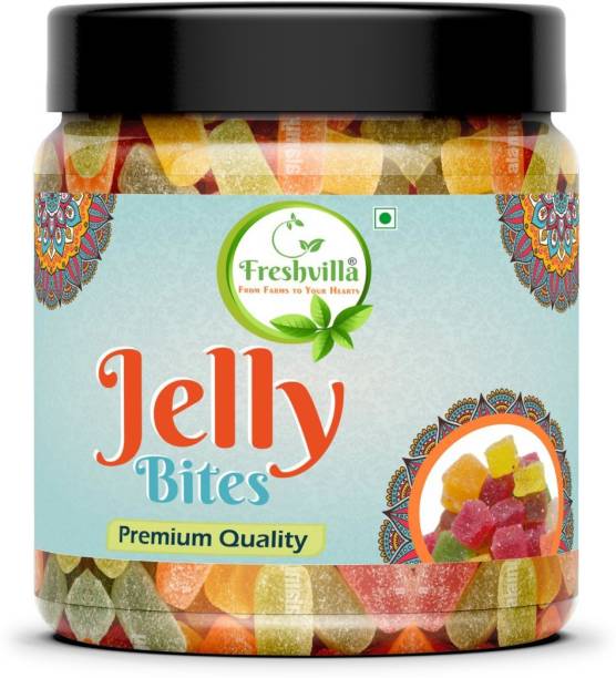 Fresh Villa Jelly Bites Sweet-Coated in Sugar and Brightly Coloured / Jelly Ball / Multi Colour Mix Fruit Jelly Munchies / Jelly Beans Mix Fruits Jelly Beans MIX FRUIT Jelly Beans