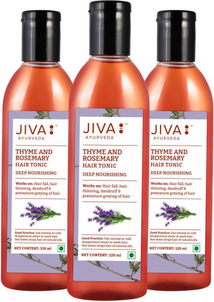 JIVA AYURVEDA Thyme & Rosemary Hair Tonic - Scalp Cleansing Formula - 120 ml Each - Pack of 3