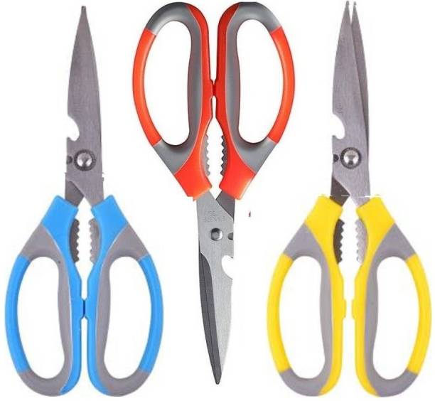 MAHSON 3Pcs Stainless Steel Kitchen Scissors Shears Tool Using for Chicken Poultry Fish Meat Vegetables Herbs Scissor for Fish Cutting Scissors Stainless Steel All-Purpose Scissor
