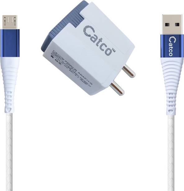 Catco Charger with 2.4A Micro USB Data Cable Designed For Realme C2 5 W 3.1 A Multiport Mobile Charger with Detachable Cable