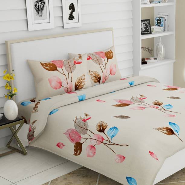 haus & kinder 186 TC Cotton King Floral Flat Bedsheet