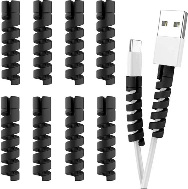 STRIFF 12 Pieces Mobile Charging Cables&Earphones Wire Protector Cable Protector(Black) Cable Protector