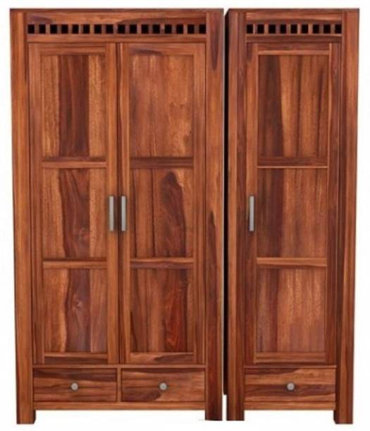 mk furniture 3 Door Multi Utility Wardrobe Solid Wood Cupboard