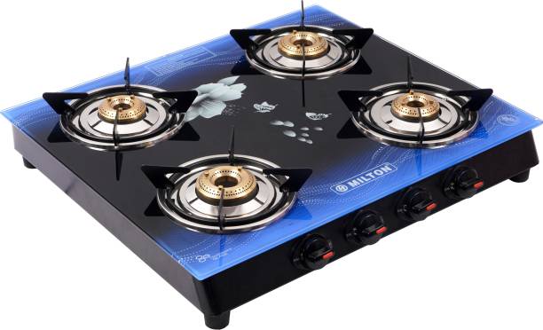 MILTON Premium Manual Ignition LPG Stove - (ISI Certified, Door Step Service) Blue Glass Manual Gas Stove