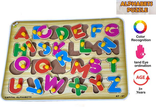 Plus Shine Read & Learn ABCD Alphabet matching toy board Wooden Jigsaw Puzzle Blocks Book