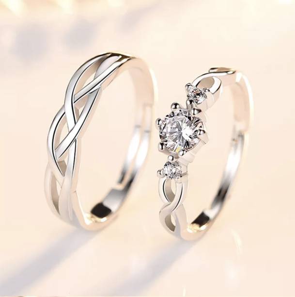 Devora Adjustable Couple Rings for lovers valentine gift set Stainless Steel Ring Set