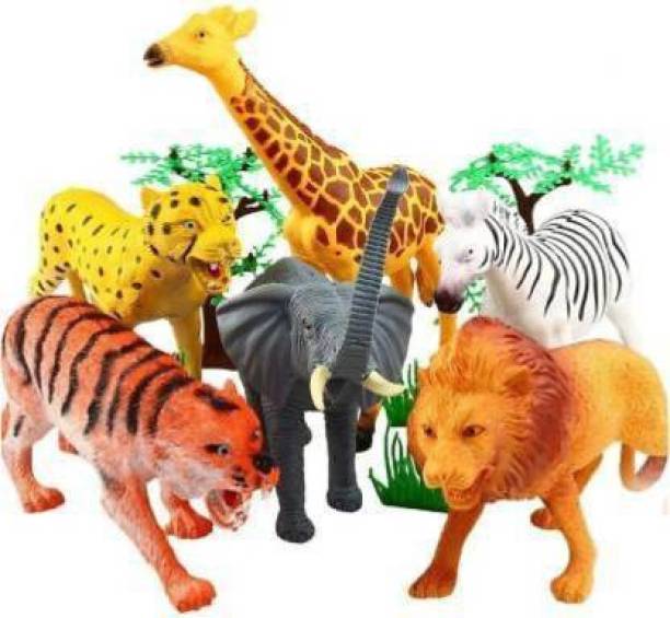 MATA JANKI TRADERS 12 Pieces Wild Animals(Medium Size) -Learning and Educational Toy+Made of Rubber