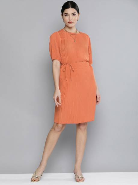CHEMISTRY Women Fit and Flare Orange Dress