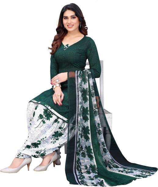 Unstitched Crepe Salwar Suit Material Solid, Floral Print, Printed, Geometric Print Price in India