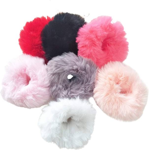 barakath Faux Fur Hair Scrunchies Ties Fuzzy Ponytail Holders Gifts for Girls Women Rubber Band