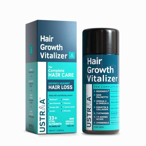 USTRAA Hair Growth Vitalizer - 100ml - Boost hair growth, Prevents hair fall, Delays Hair Greying, With Redensyl and Saw Palmetto Extract, Non-oily serum for complete hair care and nourishment
