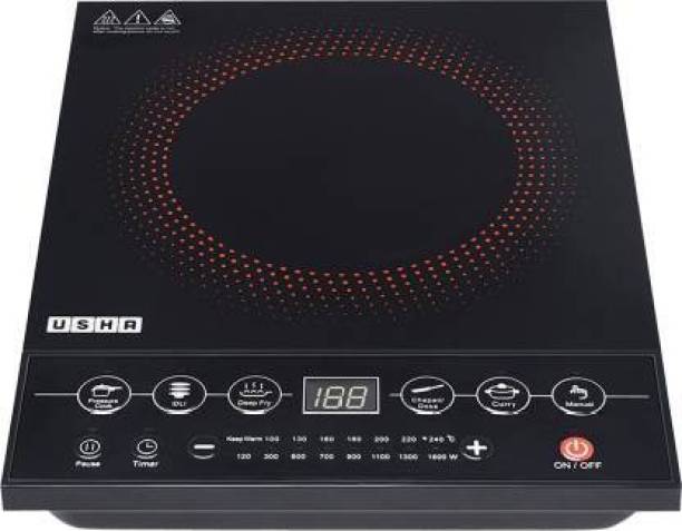 USHA CJ1600WPC Induction Cooktop (Black, Push Button) Induction Cooktop