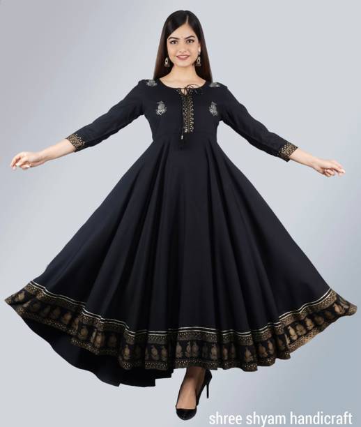 Women Embroidered Viscose Rayon Flared Kurta Price in India