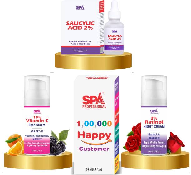 SPA Professionals Vitamin C (SPF15) 50ML & Retinol Night Cream 50ML + 2%Salicylic Acid Serum-30ml