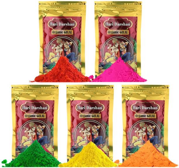Hari Darshan Organic Gulal Pack of 5 colours Holi Color Powder Pack of 5