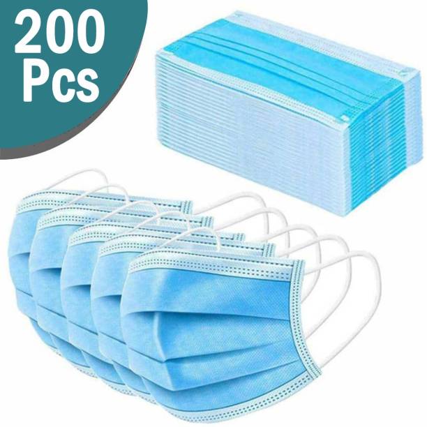 Sugero 200 Units 3 Ply Pharmaceutical 3 layered Mask ,Free Size 200 Units Disposable 3 Ply Mask, For Child, Men & Women Surgical Mask