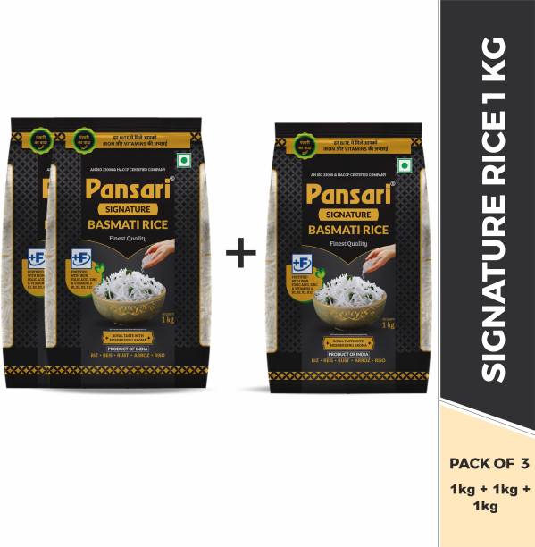 Pansari 2-Years Aged Long Grain Premium Quality Signature Basmati Rice,Biryani Rice, Pulav Rice- 3KG Pack Basmati Rice (Long Grain, Raw)