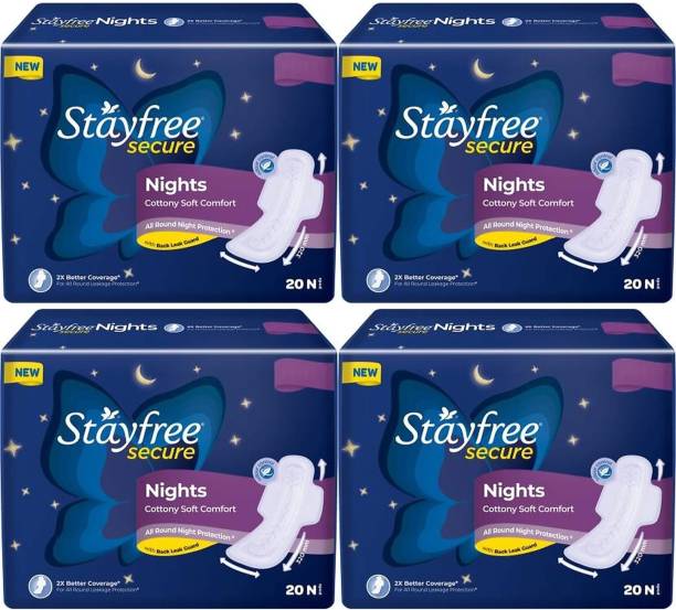 STAYFREE Secure Night Cottony Soft Comfort XL ( 20+20+20+20 pads ) Sanitary Pad