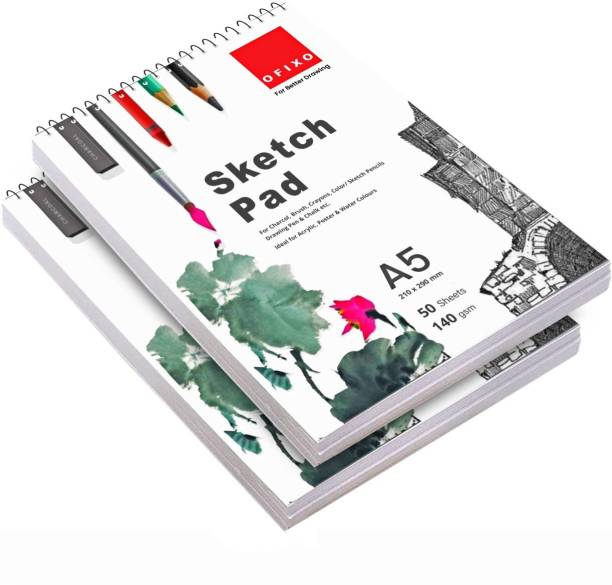 OFIXO A5 Sketchbook Pack of 2 140 GSM| Artists for Professional & acadmic Sketch Pad