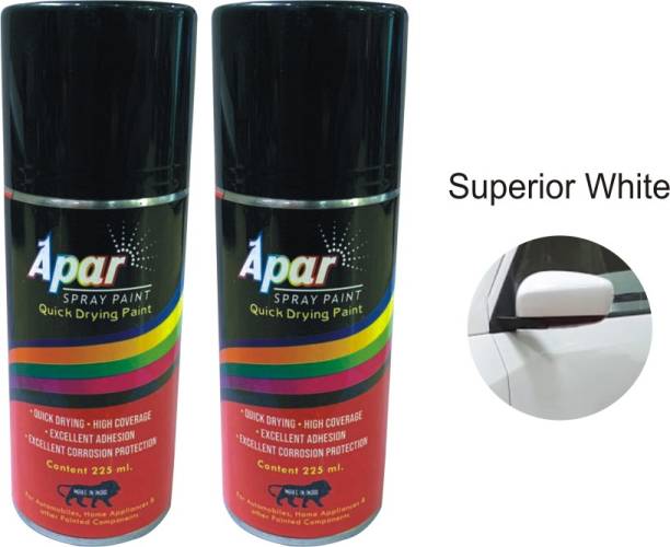 apar Spray Paint Can MARUTI SUZUKI SUPERIOR WHITE - 225ml (Pack of 2-Pcs), For Maruti Cars Like Alto 800, Wagon R, White Spray Paint 450 ml