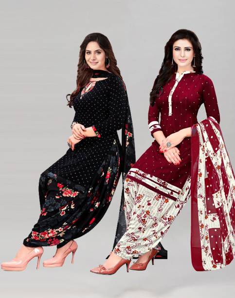 Siril Crepe Floral Print Salwar Suit Material