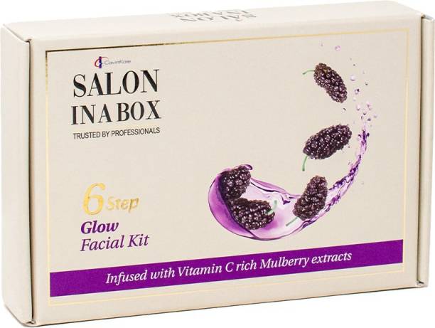 Salon In A box Glow facial kit for all skin type | Infused with Vitamin C rich Mulberry | Natural looking glowing skin | 6 easy steps