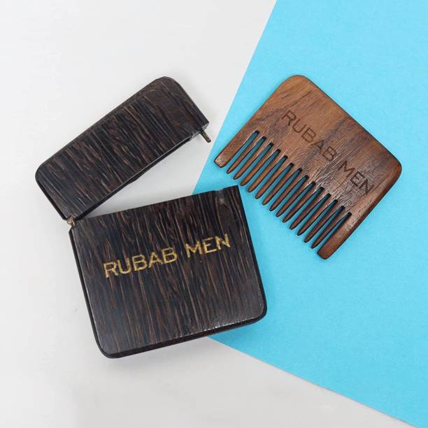 RUBAB MEN Foldable Wooden Beard Comb - Foldable Comb Case | Leopard Edition | True Luxury