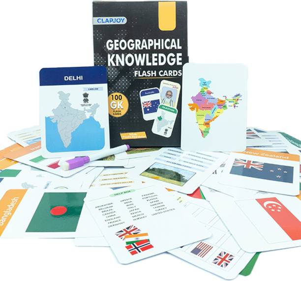 Clapjoy Reusable Geographical Knowledge Flash Cards for Kids