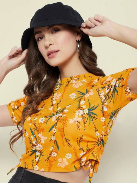 Uptownie Lite Casual Floral Print Women Yellow Top