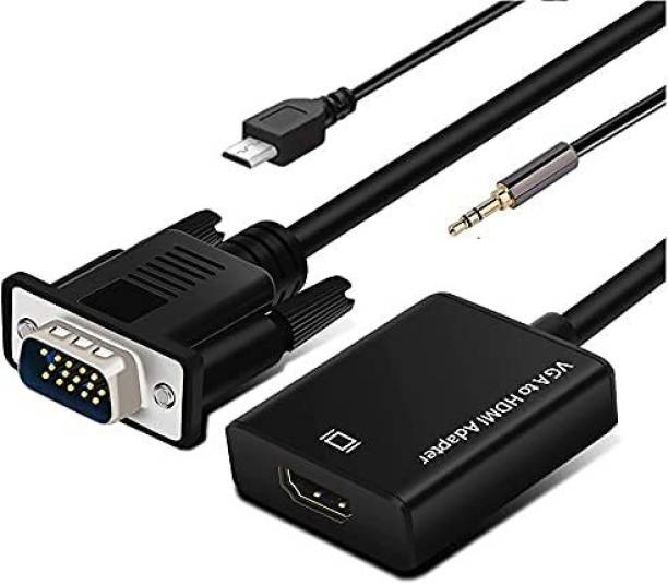 microware VGA to HDMI Adapter for Connecting VGA Interface Laptop to HDMI Projector Gaming Adapter
