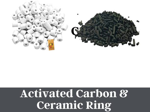 Foodie Puppies Aquarium Filtration Combo Activated Carbon & Ceramic Ring, 450gm Each Undergravel Aquarium Filter