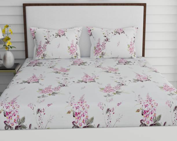 haus & kinder 186 TC Cotton Double Floral Flat Bedsheet